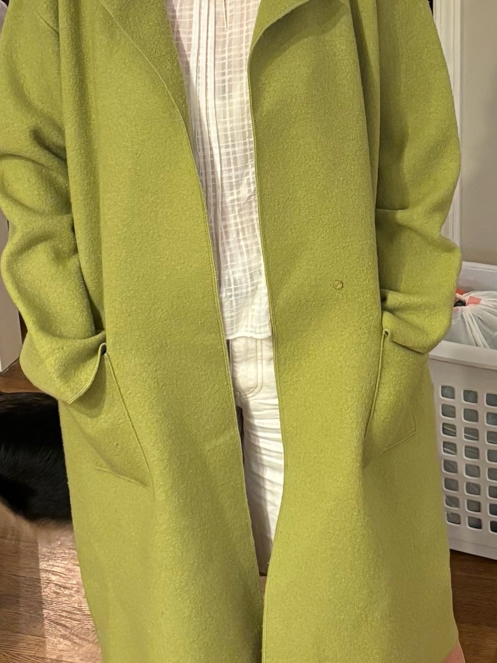 Eileen Fisher chartreuse Wool Long Coat 2x - Picture 2 of 5